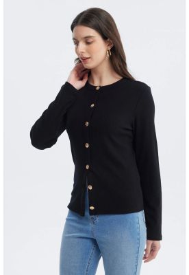 Imagen 2 del producto Sweater Mujer Aplicación Botones Negro