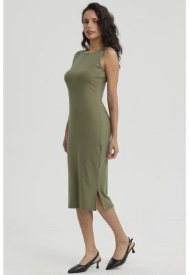 Imagen 2 del producto Vestido Mujer Largo Con Ojetillo Verde Musgo