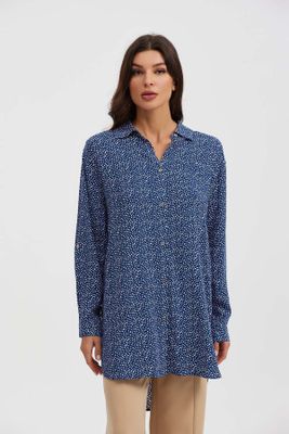 Imagen 1 del producto Blusa Mujer Larga Con Botón Parche Azul