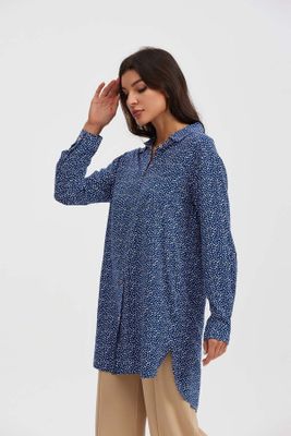 Imagen 2 del producto Blusa Mujer Larga Con Botón Parche Azul
