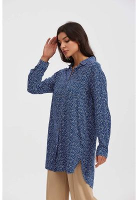 Imagen 2 del producto Blusa Mujer Larga Con Botón Parche Azul