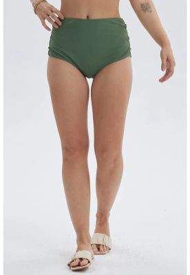 Traje De Baño Mujer Tiro Alto Con Abertura Verde