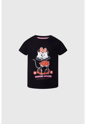 Polera Niña Rayas Minnie Negro