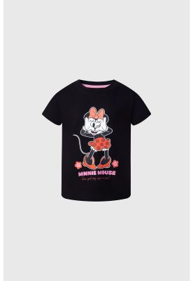 Polera Niña Rayas Minnie Negro