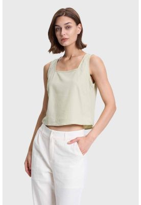 Imagen 2 del producto Blusa Mujer Crop Escote Cuadrado Caqui