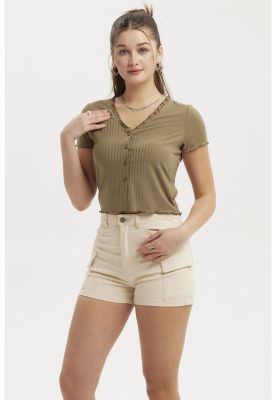 Imagen 2 del producto Polera Mujer Aplicación Vuelos Abotonado Verde Claro