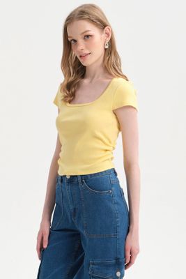 Imagen 2 del producto Polera Mujer Recogido Cropped Verde Agua