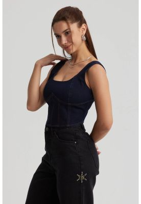 Imagen 2 del producto Peto Mujer Corset Hilos Azul Oscuro