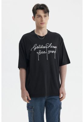 Polera Hombre Estampado Negro / Blanco