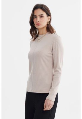 Imagen 2 del producto Polera Mujer Rib Lisa Beige