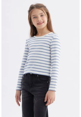 Imagen 2 del producto Polera Niña Rayas Celeste