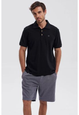 Polera Hombre Pique Básica Lisa Negro IV