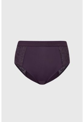 Calzón Mujer Tiro Alto Detalle Encaje Café Oscuro