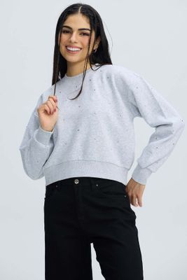 Polerón Mujer Strass Gris Melange