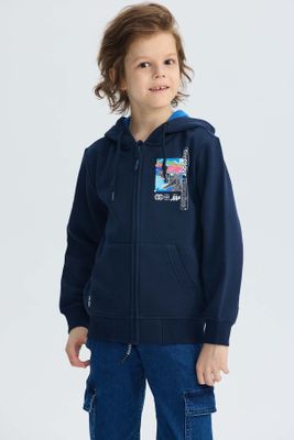 Polerón Niño Print Posicional Azul Oscuro