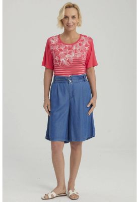 Bermuda Mujer Tencel Tiro Alto Azul