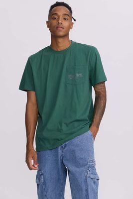 Polera Hombre Con Bolsillo Contraste Verde