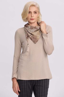 Sweater Mujer Con Pañuelo Beige
