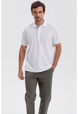 Polera Hombre Pique Básica Lisa Blanco l
