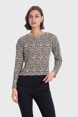 Sweater Mujer Con Faldón Beige