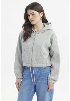 Imagen 2 del producto Polerón Mujer Zipper Crop Gris Melange - ll