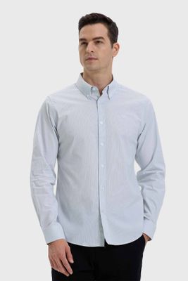 Camisa Hombre Slim Fit Rayas Verde