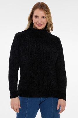 Sweater Mujer Trenzado Casual Negro