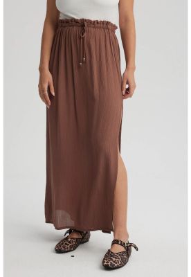 Imagen 2 del producto Falda Mujer Larga Abertura Café