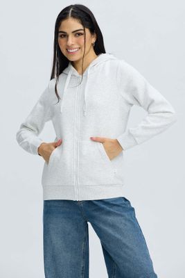 Polerón Mujer Hoodie Gris Melange