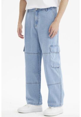Imagen 2 del producto Jeans Hombre Baggy Cargo Azul Claro