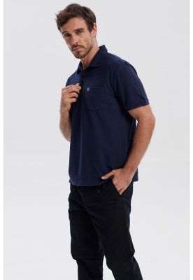 Imagen 2 del producto Polera Hombre Piqué Básica Lisa Azul Marino - V