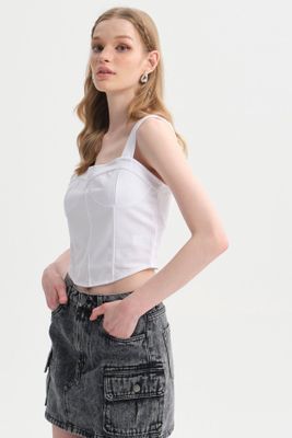 Imagen 2 del producto Polera Mujer Corset Escote Blanco