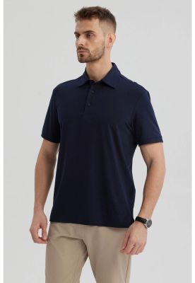 Imagen 2 del producto Polera Hombre Slim Cuello Camisero Azul Marino
