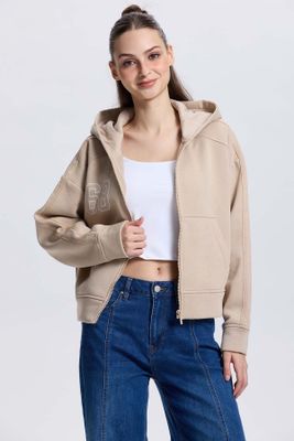 Polerón Mujer Full Zipper Beige II
