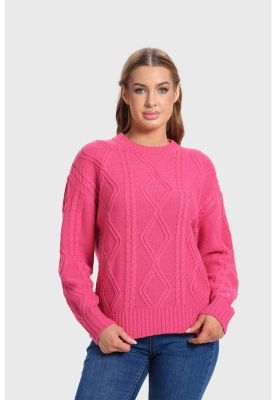 Sweater Mujer Trenzado Fucsia