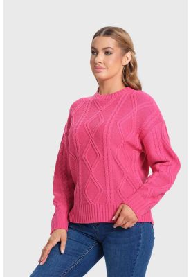 Imagen 2 del producto Sweater Mujer Trenzado Fucsia