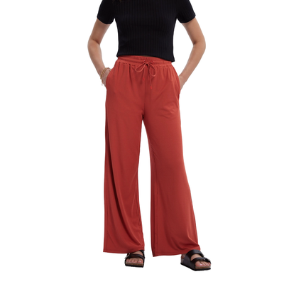 Imagen 2 del producto Pantalón Mujer Rib Palazzo Liso Pretina Terracota