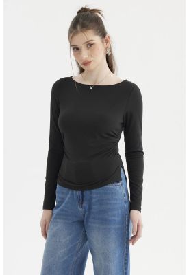 Imagen 2 del producto Polera Mujer Cuello Bote Abertura Negro