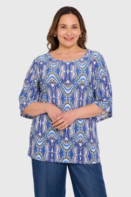 Polera Mujer Corte En Hombros Azul