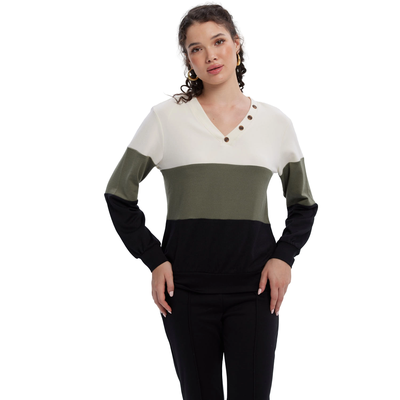 Sweater Mujer En Bloque Verde Militar
