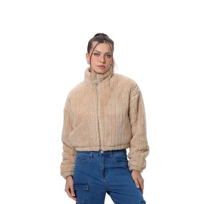 Chaqueta Mujer Tipo Polar Beige Fashion's Park