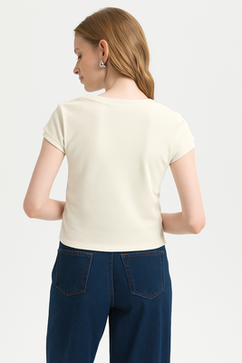 Imagen 2 del producto Polera Mujer Cropped Crudo