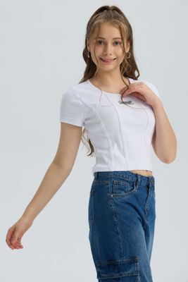 Imagen 2 del producto Polera Niña Con Bordado Blanco