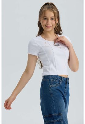 Imagen 2 del producto Polera Niña Con Bordado Blanco