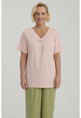 Polera Mujer Detalle Escote Palo Rosa