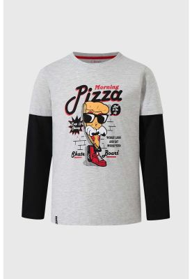 Imagen 1 del producto Polera Niño Doble Manga Básica Gris - lll