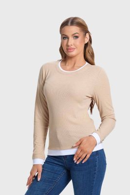 Imagen 2 del producto Polera Mujer Aplicación Doble Basta Beige