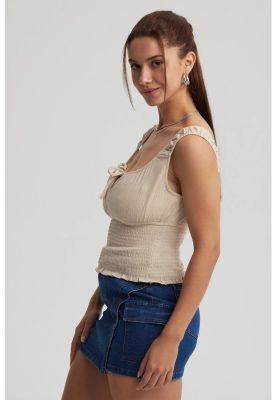 Imagen 2 del producto Polera Mujer Panal Lazo Beige