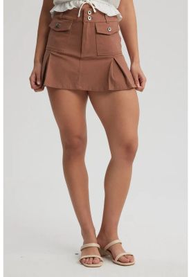 Falda Mujer Tableadas Café