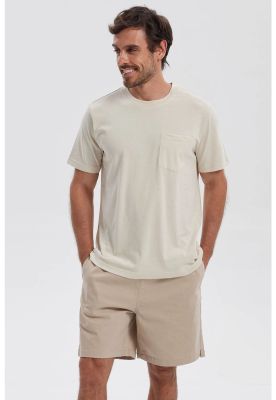 Polera Hombre Básica Con Bolsillo Beige